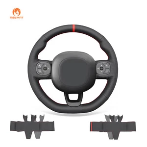 Funda de volante de cuero sintético negro MEWANT Hand Stitch para Fiat Panda 2012-2024 - Imagen 1 de 9