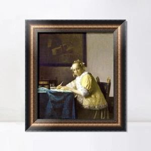 Framed Canvas Art Giclee Print A Lady Writing a Letter by Johannes Vermeer - Picture 1 of 24
