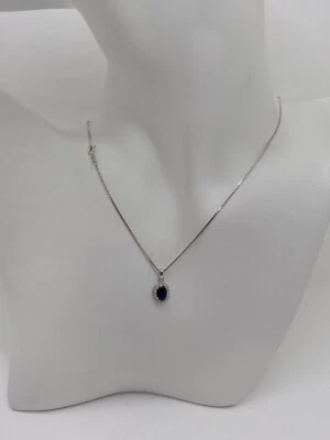 COLLANA E CIONDOLO DA DONNA CON CRISTALLO BLU E ZIRCONI IN  ARGENTO 925 (0403) - Immagine 1 di 4