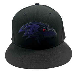 Black Baltimore Ravens Hat Cap Mens Black Captain Flat Bill NFL Football - Picture 1 of 5