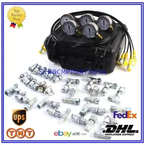 5 Gauge Hydraulic Pressure Test Kit with 5 Hose 13 Coupling 14 Tee Connectors - Picture 1 of 8