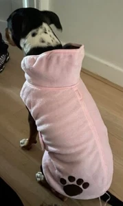 Double fleece dog coat pink with brown fleece lining xxlarge 45cm L, Staffy, new - Picture 1 of 7