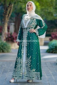 SALE New Dubai Royal Attire Bridesmaid Abaya Long Moroccan Kaftan Ethnic Wear SE - Picture 1 of 7