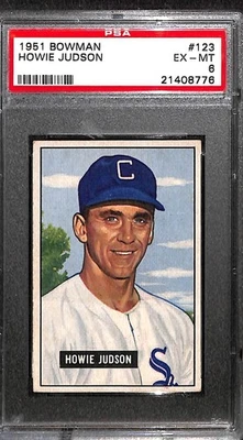 1951 BOWMAN #123 Howie Judson PSA 6 EX-MT 21408776  - Image 1 of 3