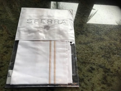 Sferra Grande Hotel Boudoir Sham 12 X 16" (WHITE/TAUPE) NaiP! - Image 1 of 4
