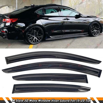 For 2015-2020 Acura TLX JDM Tape-On Window Visor Rain Guards Deflector 4pcs Set - Image 1 of 4