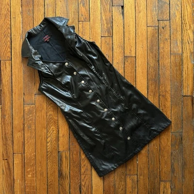 Tripp NYC Faux Leather Dress Biker Gothic Skull Button Women Medium Black Rave - Image 1 of 4