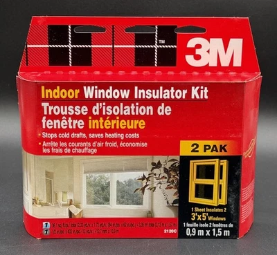 Paquete de 2 unidades aislantes de ventana para interiores 3M 2120C - Película escocesa transparente y cinta de montaje Foto 1 de 4