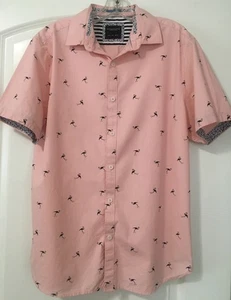 HERREN DENIM & BLUMEN RICKY SINGH BAUMWOLLE KLEINE FLAMINGOS KURZARM HEMD - L - Bild 1 von 6