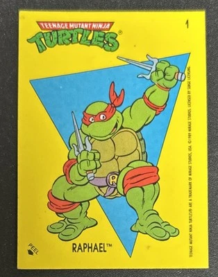 1989 Topps Teenage Mutant Ninja Turtles TMNT Sticker Card Raphael #1 FR/GD - Image 1 of 2