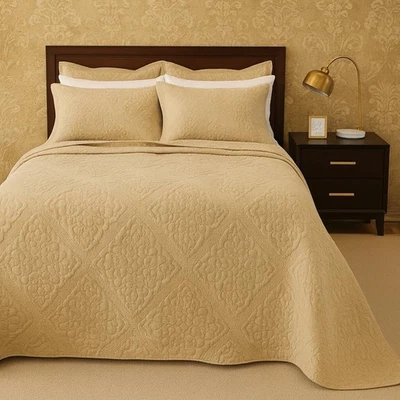 Juego de colcha de algodón reversible para ropa de cama king size 3 piezas juego de colcha king Foto 1 de 4