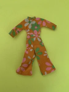 Triki Miki Uneeda Doll Orange Jumpsuit Floral 1970s Original Clothing Vintage - Picture 1 of 2