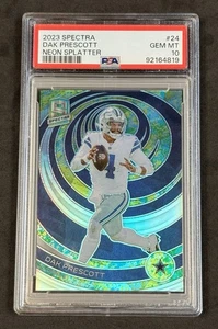 2023 Panini Spectra Dak Prescott Neon Splatter Prizm 7/8 Gem Mint PSA 10 Cowboys - Picture 1 of 2