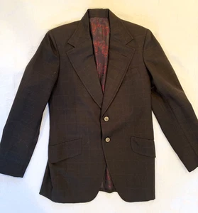 Maßgeschneidert Braun Wolle Herren Vintage 1980er Blazer Neu Dehli Rot Seide 38 Brustumfang - Bild 1 von 13