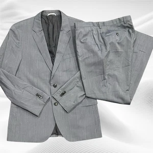 Hugo Boss James4 Sharp6 Gray Pinstripe 2 Pc Suit 40R Jacket Pant W34X 30 - Picture 1 of 14
