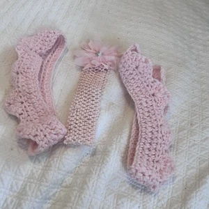 Infant Toddler Children’s Pink Knitted Headbands And Children’s Place w/ Flower - Picture 1 of 17