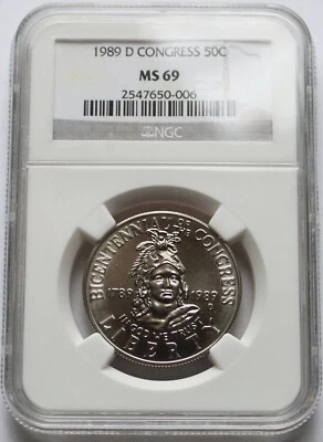 1989-D Congress Bicentennial Half Dollar 50C - NGC MS 69 - Image 1 of 2