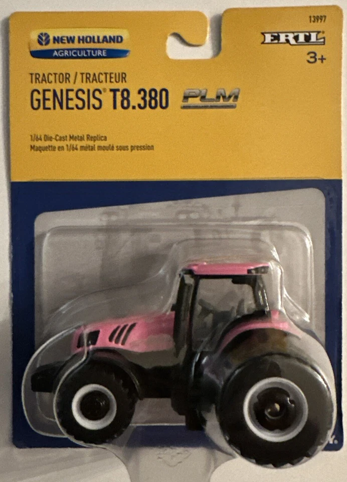 Réplica de metal fundido a presión ERTL-1/64 rosa New Holland Genesis T8.380 con dobles traseros Foto 1 de 1