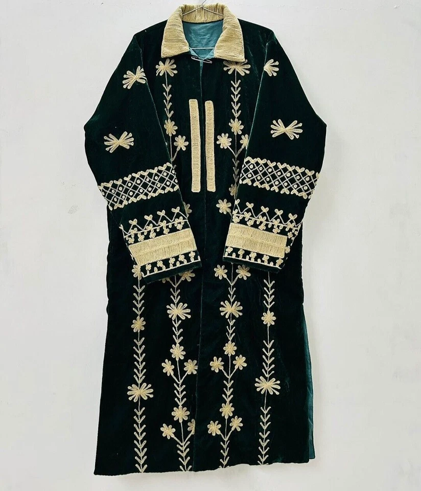 Chaqueta Suzani Terciopelo Verde Oscuro, Abrigo Largo Suzani, Vestido Festivo, Hecho a Mano Regalo Foto 1 de 4