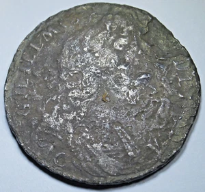 1696 Association Shipwreck Ex-Sotheby 1969 England 1600's Silver Half Crown Coin - Picture 1 of 4
