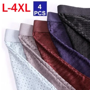 4 PACK For Men BambooWear Underwear Shorts Ice Silk Mesh Boxer Briefs L-XXXXL UK - Picture 1 of 12