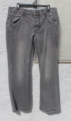 Pantalones de mezclilla negros Stitch's para hombre talla 36 x 29 botones mosca 5 bolsillos pierna recta Foto 1 de 4