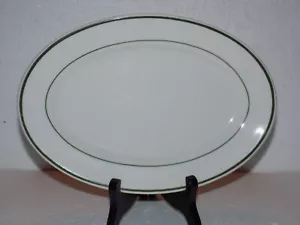 Vintage Iroquois China Restaurantware Plate Platter Oval White Green Trim 9.5 in - Picture 1 of 3