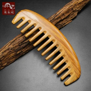 Natural Wood Comb Wooden Wide Tooth Hair Comb Green Sandalwood Massage Brush - Picture 1 of 5