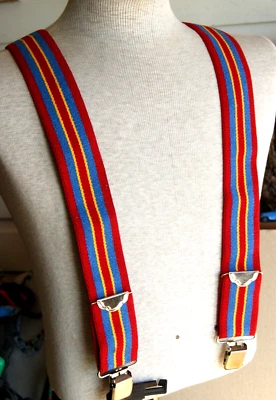 NWOT Suspenders Red Gold and Blue 42" Long Adjustable - Image 1 of 3