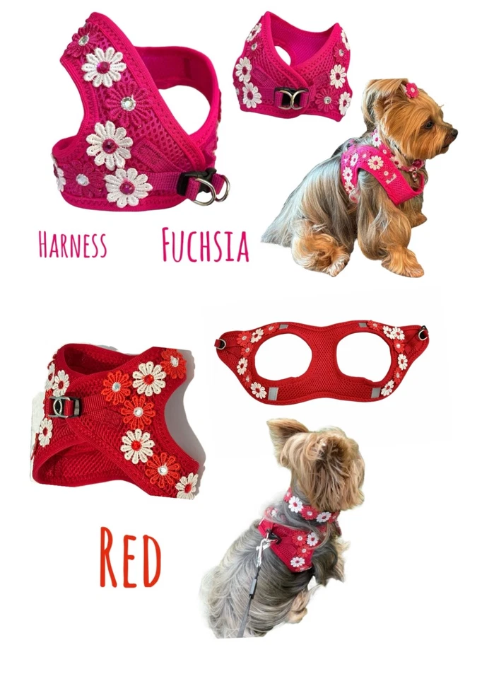 Hermoso arnés ajustable para perros mascotas, lindo para mascotas pequeñas, bonita flor talla S, XS Foto 1 de 4