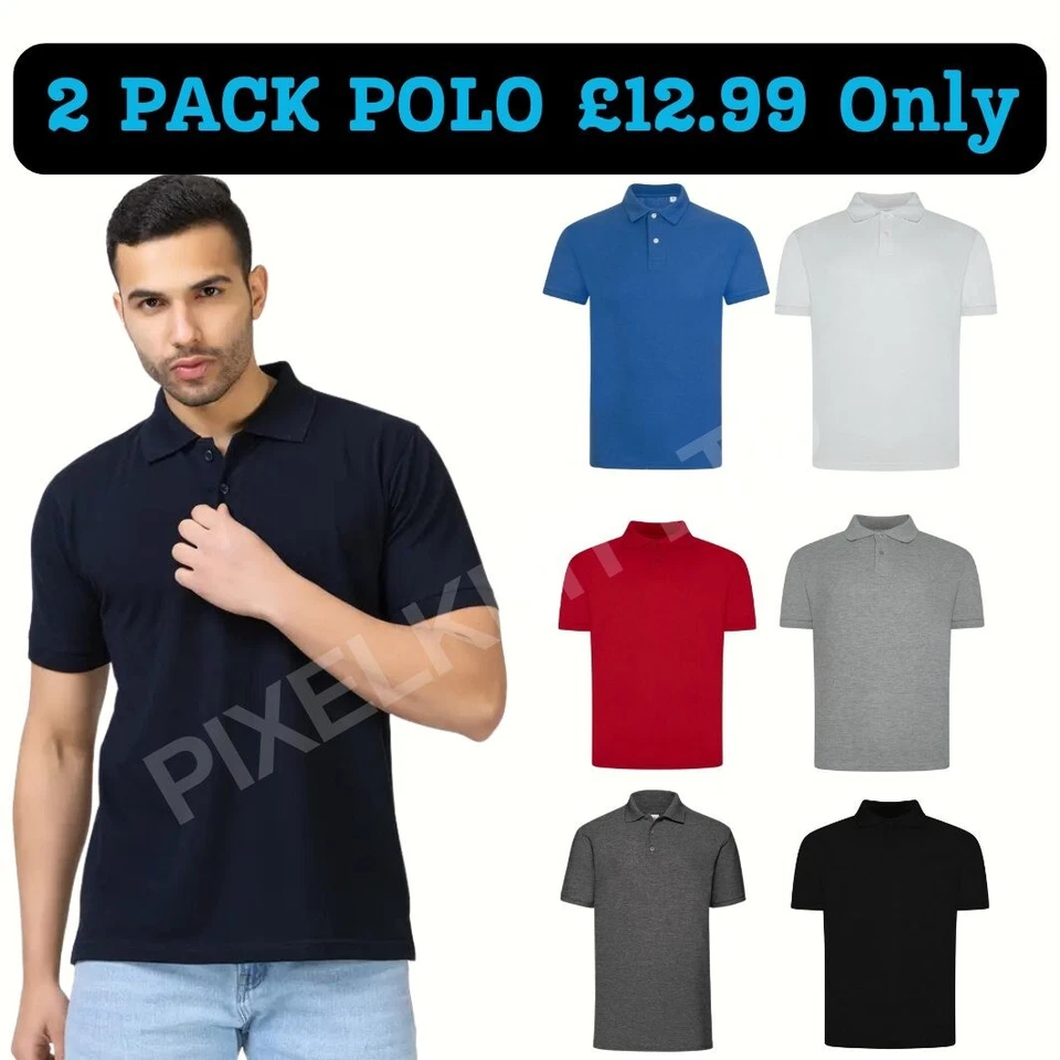 Men's Plain Unisex Polo Shirts UC101, Classic Poloshirts, Casual Work Polo - Image 1 of 1