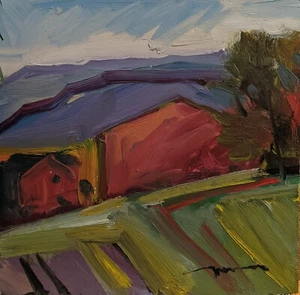 COUNTRY FARM MOUNTAIN HILL LANDSCAPE Masonite JOSE TRUJILLO - Picture 1 of 6