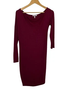 Three Dots Womens Boat Neck Bodycon Jersey Dress Long Sleeve Burgundy Size Small - Image 1 of 4