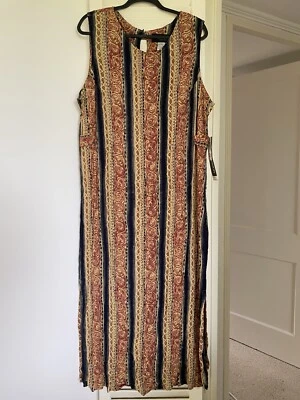 NWT Sag Harbor Maxi Dress Women 2X Brown Floral Sleeveless Earthy Floral - Image 1 of 4