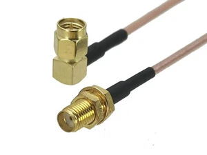 RG316 SMA Buchse Mutter auf SMA Stecker 90° Stecker Jumper Zopf 4 Zoll ~ 3 Fuß - Bild 1 von 4