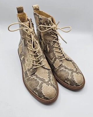 Sam Edelman Womens Nina Combat Boots Size 8.5 Beige Snake Print Vegan Leather  - Image 1 of 4