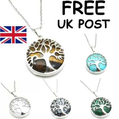 GEMSTONE CELTIC TREE OF LIFE PENDANT NECKLACE  (HEALING CHAKRA YOGA REIKI)  - Image 1 of 2