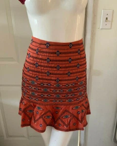 Twelfth Street by Cynthia Vincent Embroidered Ginger Red Mini Skirt Size L NWT - Picture 1 of 6