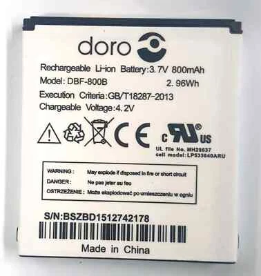 DORO BATTERY DBF-800B - Image 1 of 3