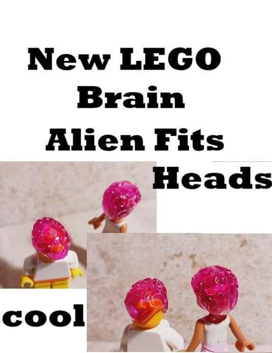 Nuevo LEGO Peluca Cerebro Cabeza Alienígena Chupador Cabello OSCURO TRANS PINIK Transparente Ver a Través Foto 1 de 1