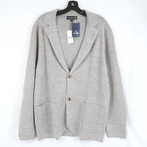 Brooks Brothers Linen-Cotton Blend Two-Button Blazer Sweater In Gray Size XL - Picture 1 of 5