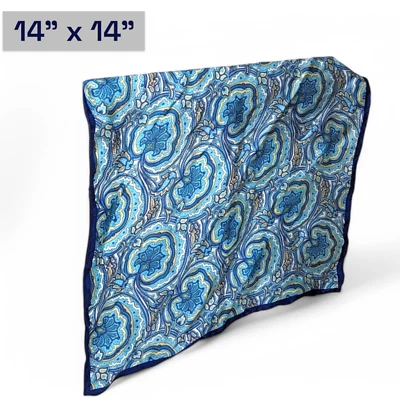 复古无品牌围巾领巾佩斯利豆豆丝绸感觉 14 x 14 — 第 1/4 张图片