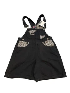Goodfellows Kids Size 10 Rare Vintage Overalls Shorts Black Gingham Dungarees - Picture 1 of 9
