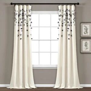 Lush Decor Curtain Flower Drop Window Panel (Single), 84” x 42”, Pur - Picture 1 of 6
