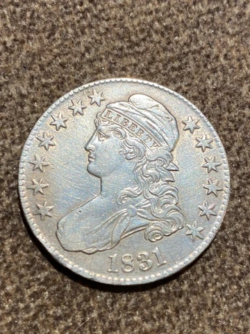1831 Capped Bust Silver Half Dollar CHOICE AU++/UNC E323 WNLT Cover