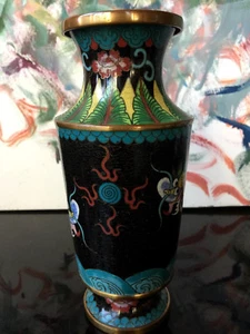 Antique Chinese Cloisonne Vase Imperial Dragon Rare Shape Bronze/Brass? Alloy - Picture 1 of 10