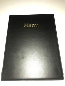 Qty 20 A4 new type chord fixed MENU HOLDER/COVER/FOLDER-BLACK LEATHER LOOK PVC - Picture 1 of 3