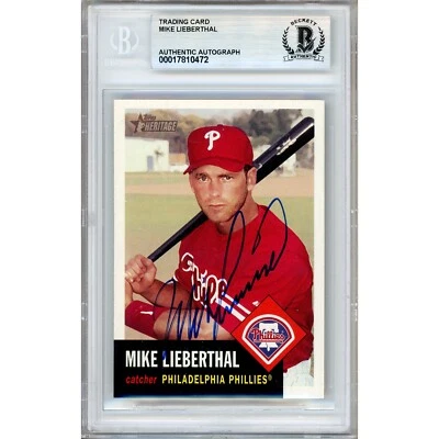 Mike Lieberthal 2002 Topps Heritage #288 BAS Slabbed Phillies MLB autografado - Imagem 1 de 4