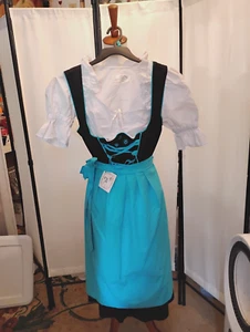 sz 6,NEW! Germany,Trachtenpoint,Oktoberfest,Dirndl Dress,3-pc,Black Blue-Aqua - Picture 1 of 7