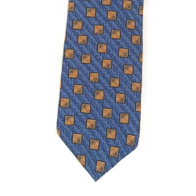 Corbata de seda para hombre Calvin Klein azul tostado geométrica 57 pulgadas corbata ancha de diseñador nueva Foto 1 de 4